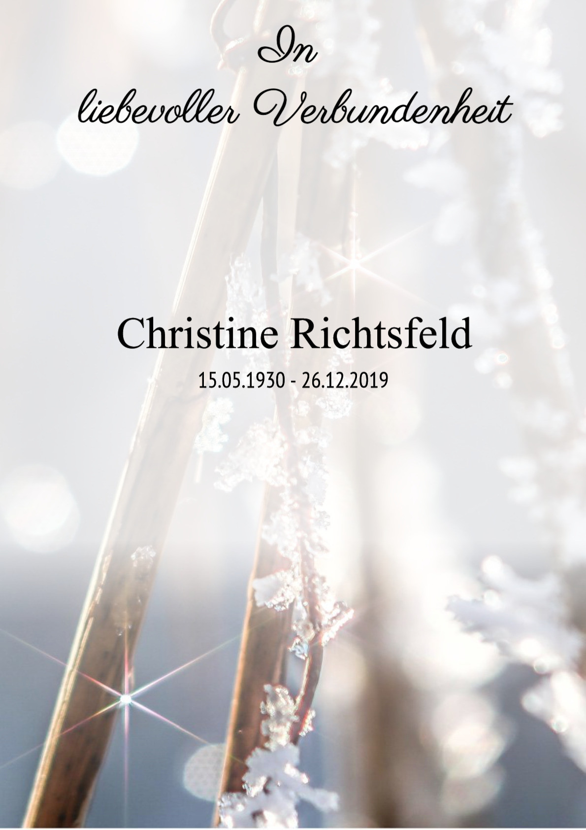 Traueranzeige von Christine Richtsfeld
