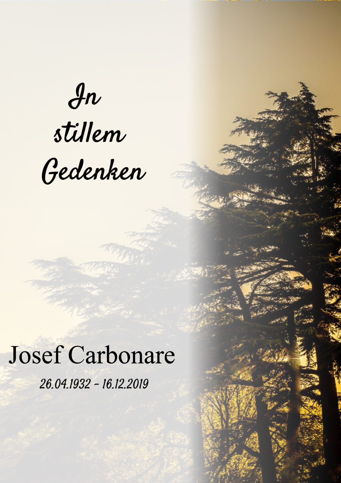 Traueranzeige von Josef Carbonare