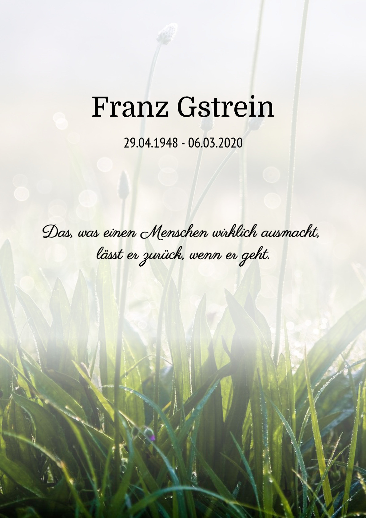 Traueranzeige von Franz Gstrein