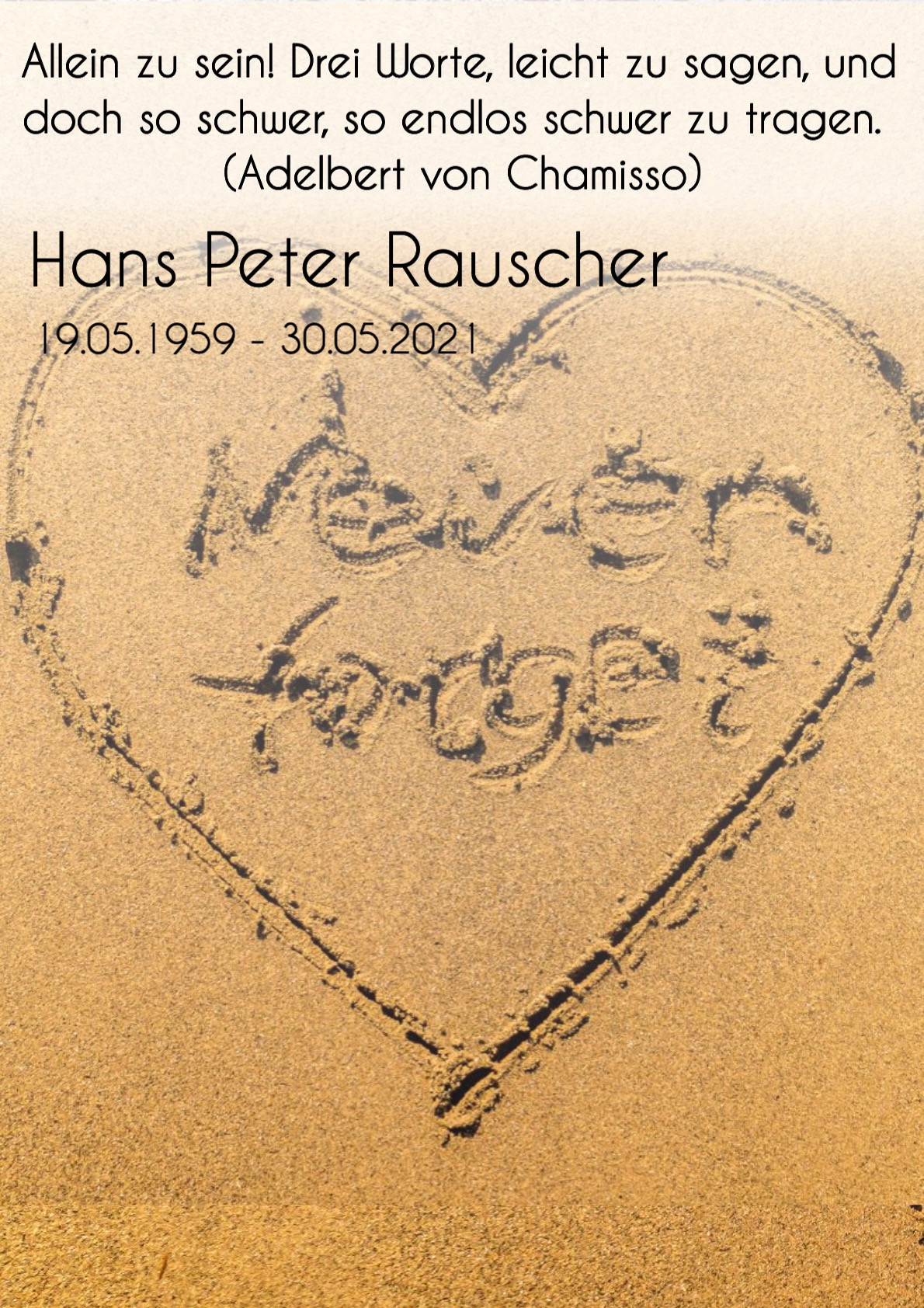 Traueranzeige von Hans Peter Rauscher