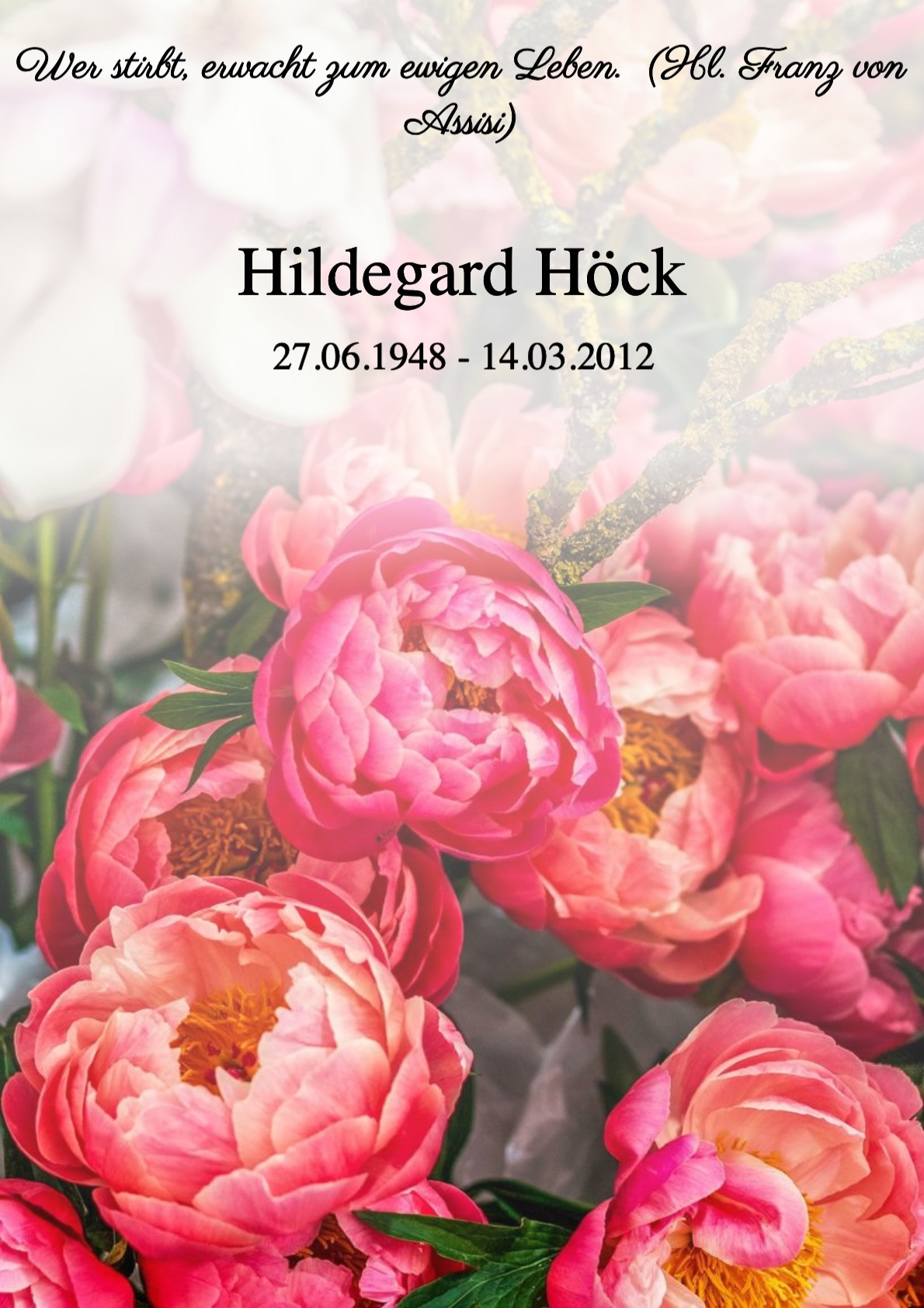 Traueranzeige von Hildegard Höck