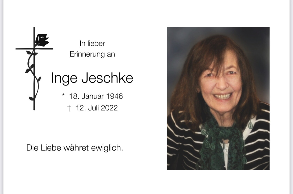 Traueranzeige von Ingeborg Jeschke