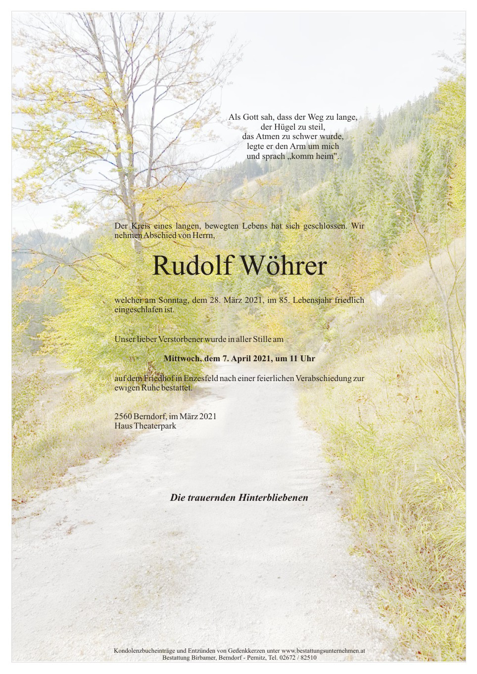 Traueranzeige von Rudolf Wöhrer