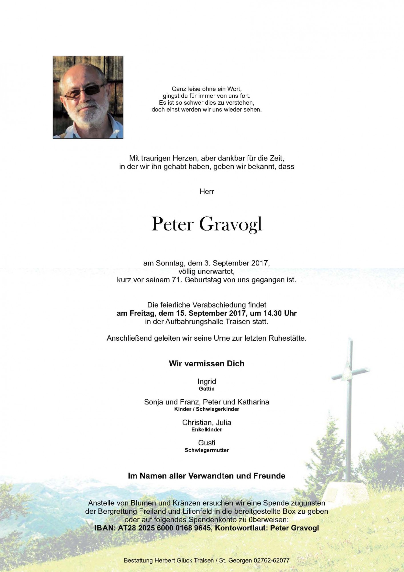 Traueranzeige von Peter Gravogl