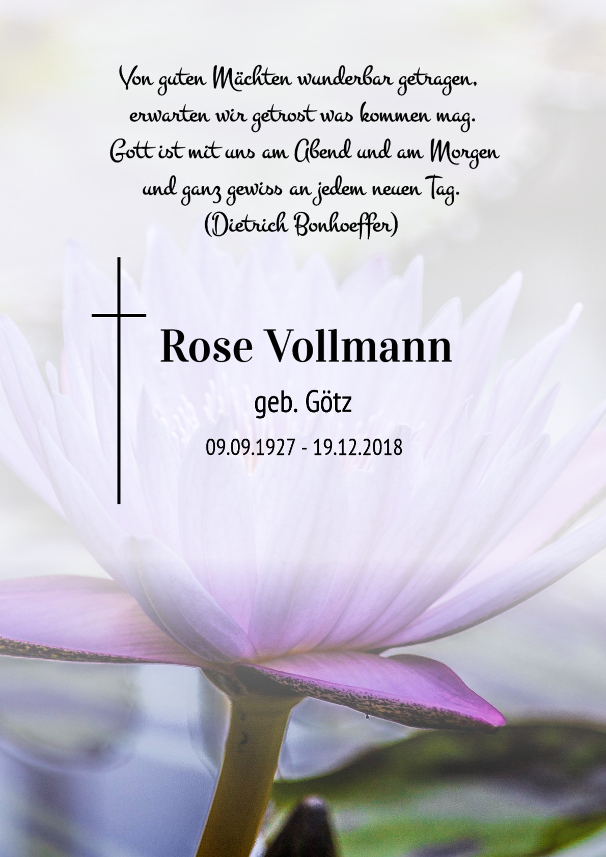 Traueranzeige von Rose Vollmann