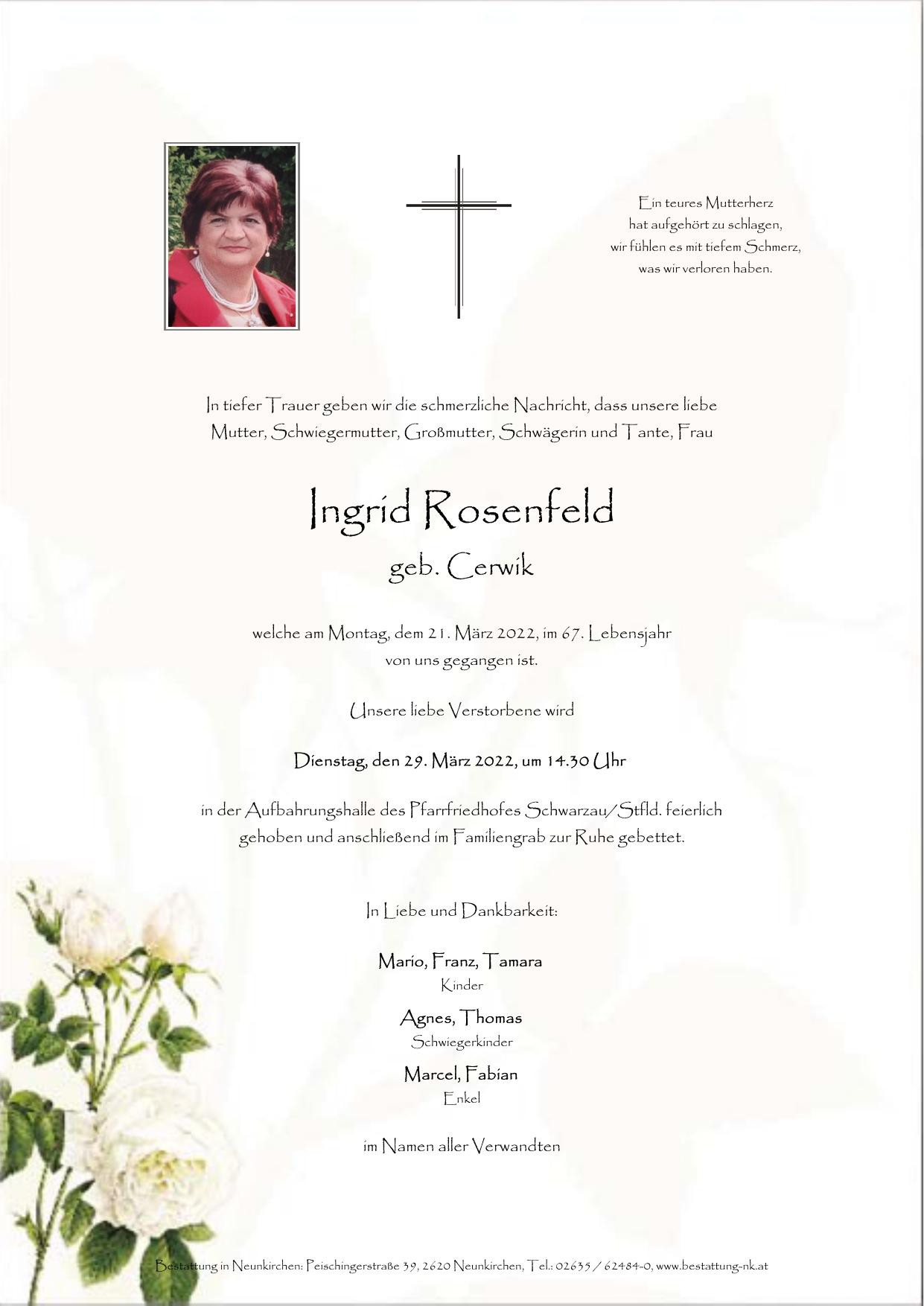 Traueranzeige von Ingrid Rosenfeld