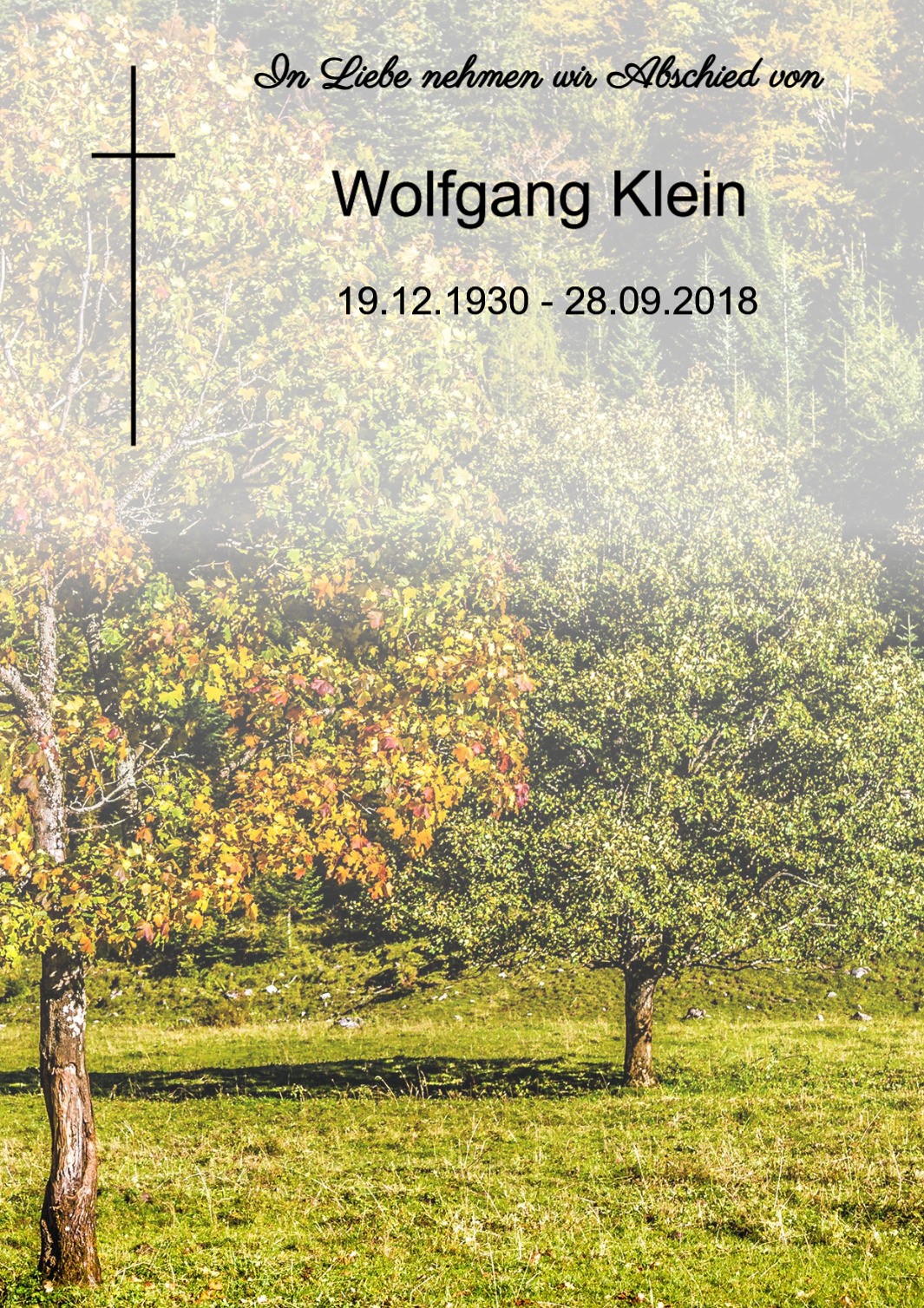 Traueranzeige von Wolfgang Klein