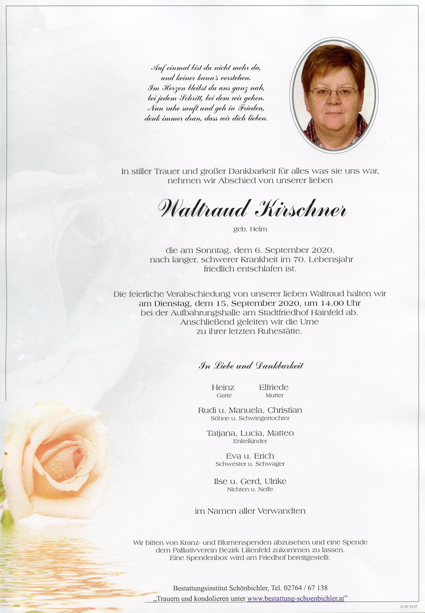Traueranzeige von Waltraud Kirschner