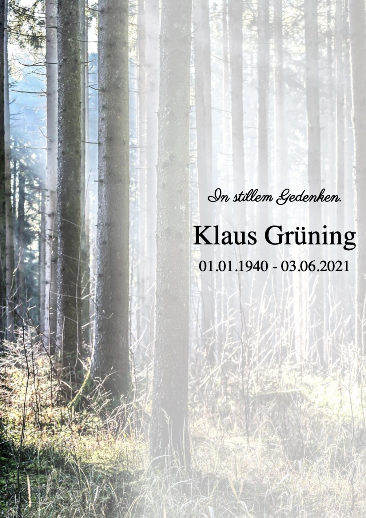 Traueranzeige von Klaus Grüning
