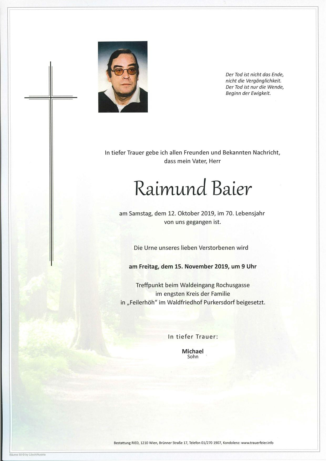 Traueranzeige von Raimund Baier