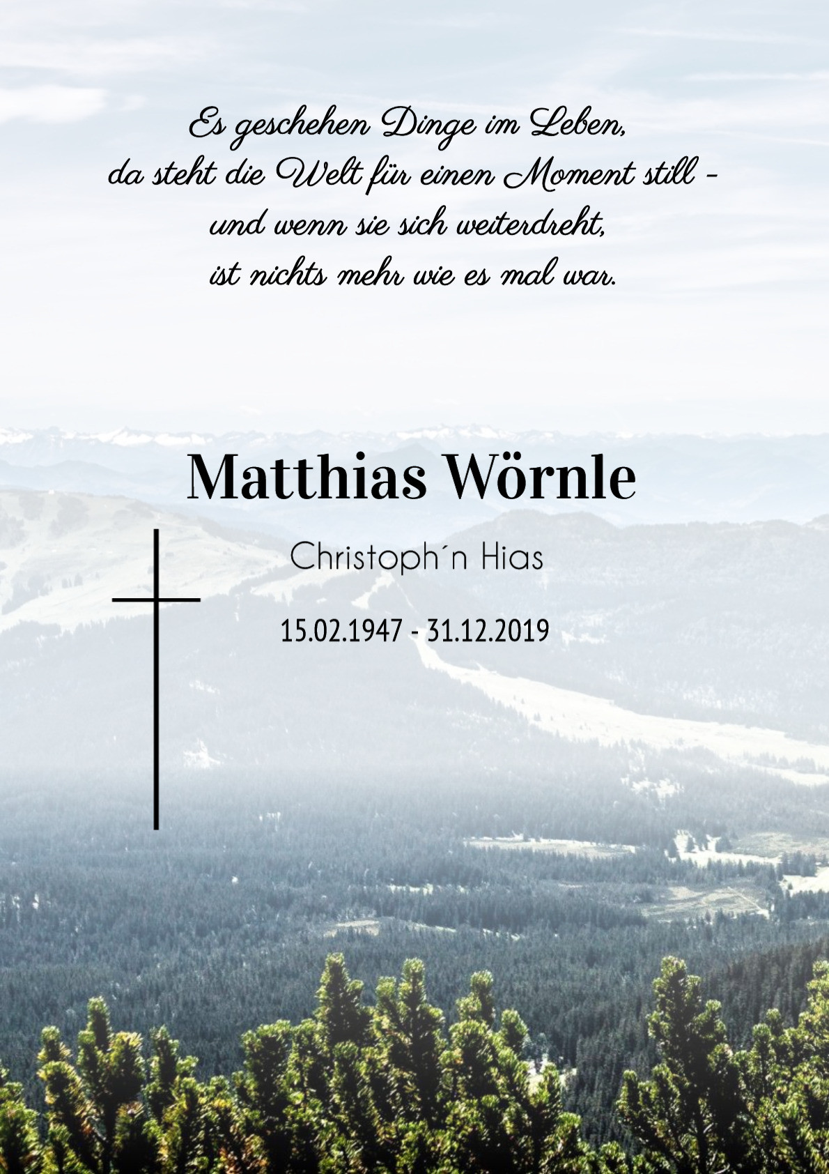 Traueranzeige von Matthias Wörnle