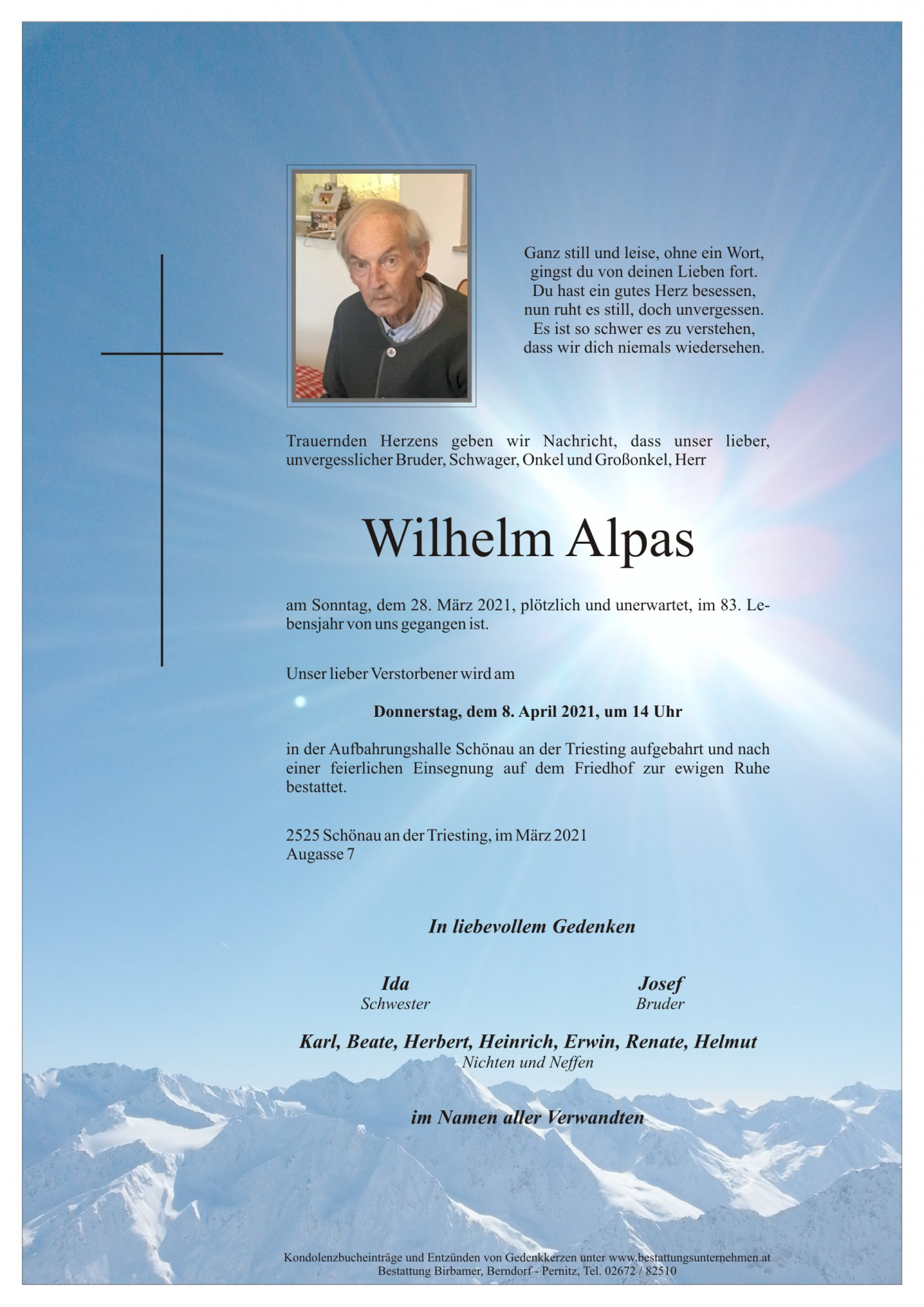 Traueranzeige von Wilhelm Alpas