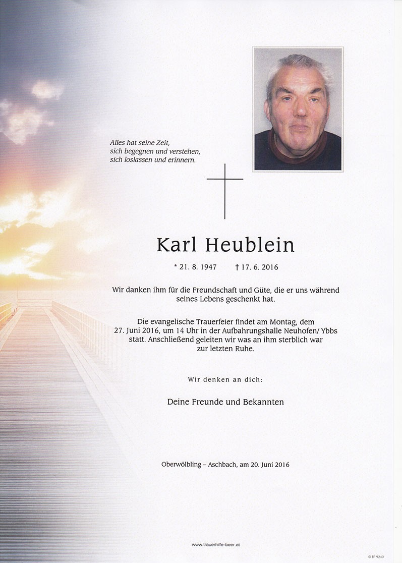 Traueranzeige von Karl Heublein