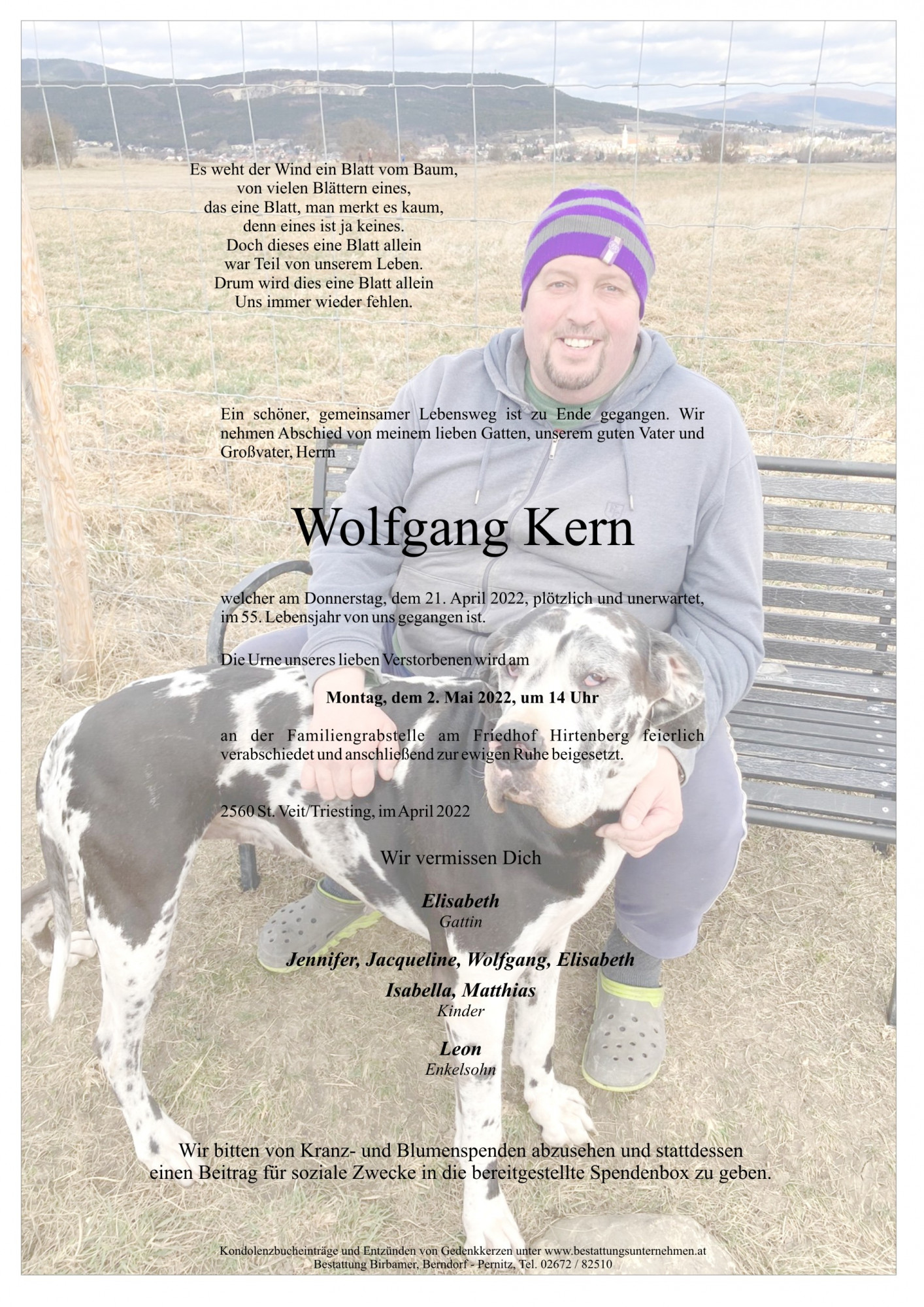 Traueranzeige von Wolfgang Kern