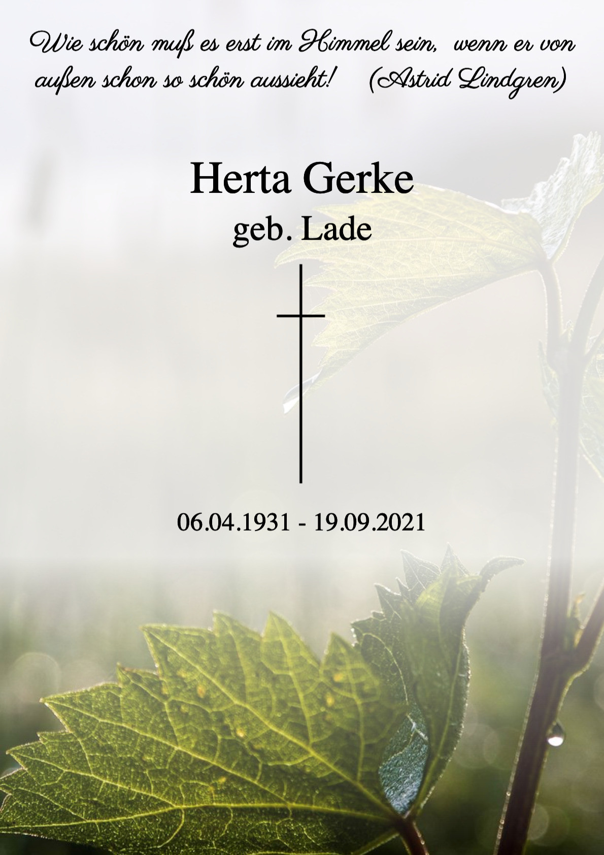 Traueranzeige von Herta Gerke