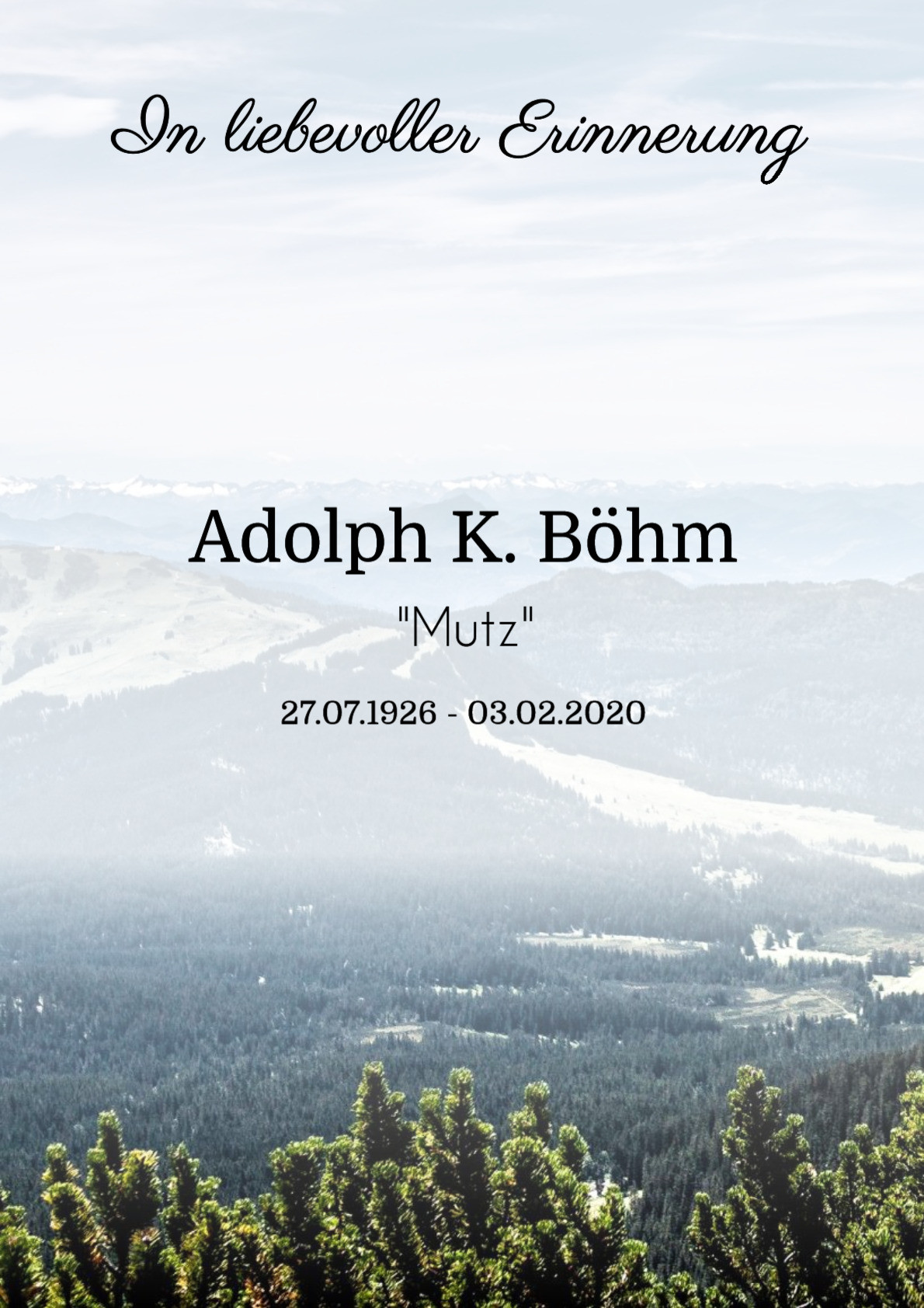 Traueranzeige von Adolph K. Böhm