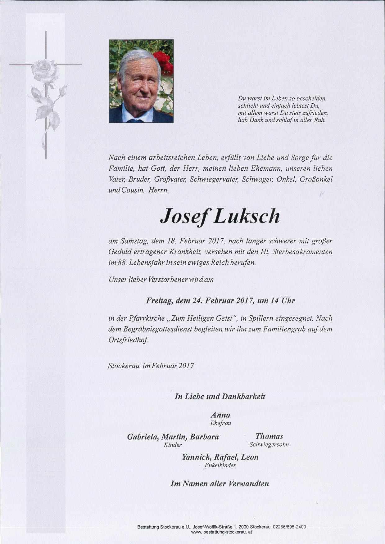 Traueranzeige von Josef Luksch