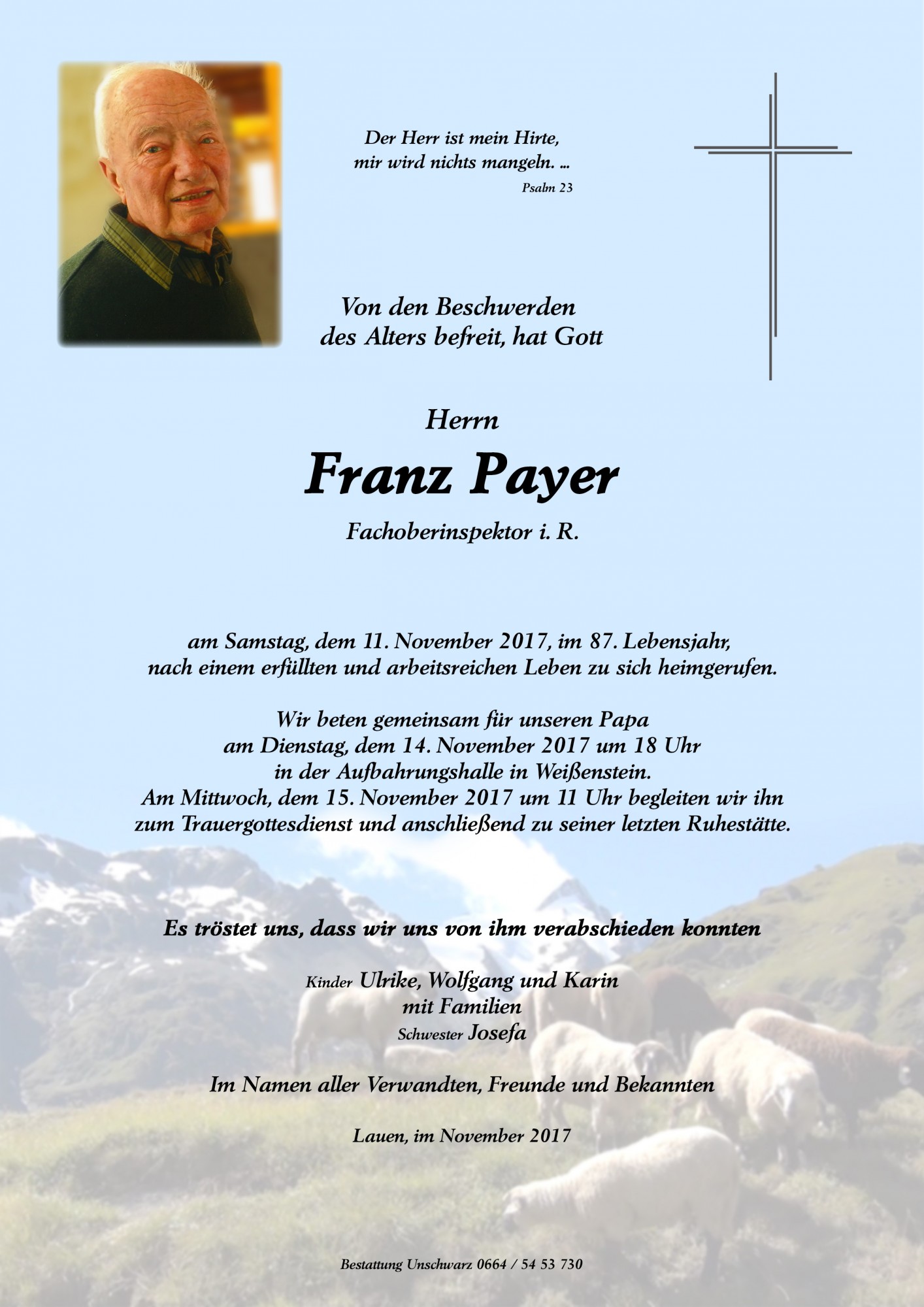 Traueranzeige von Franz Payer