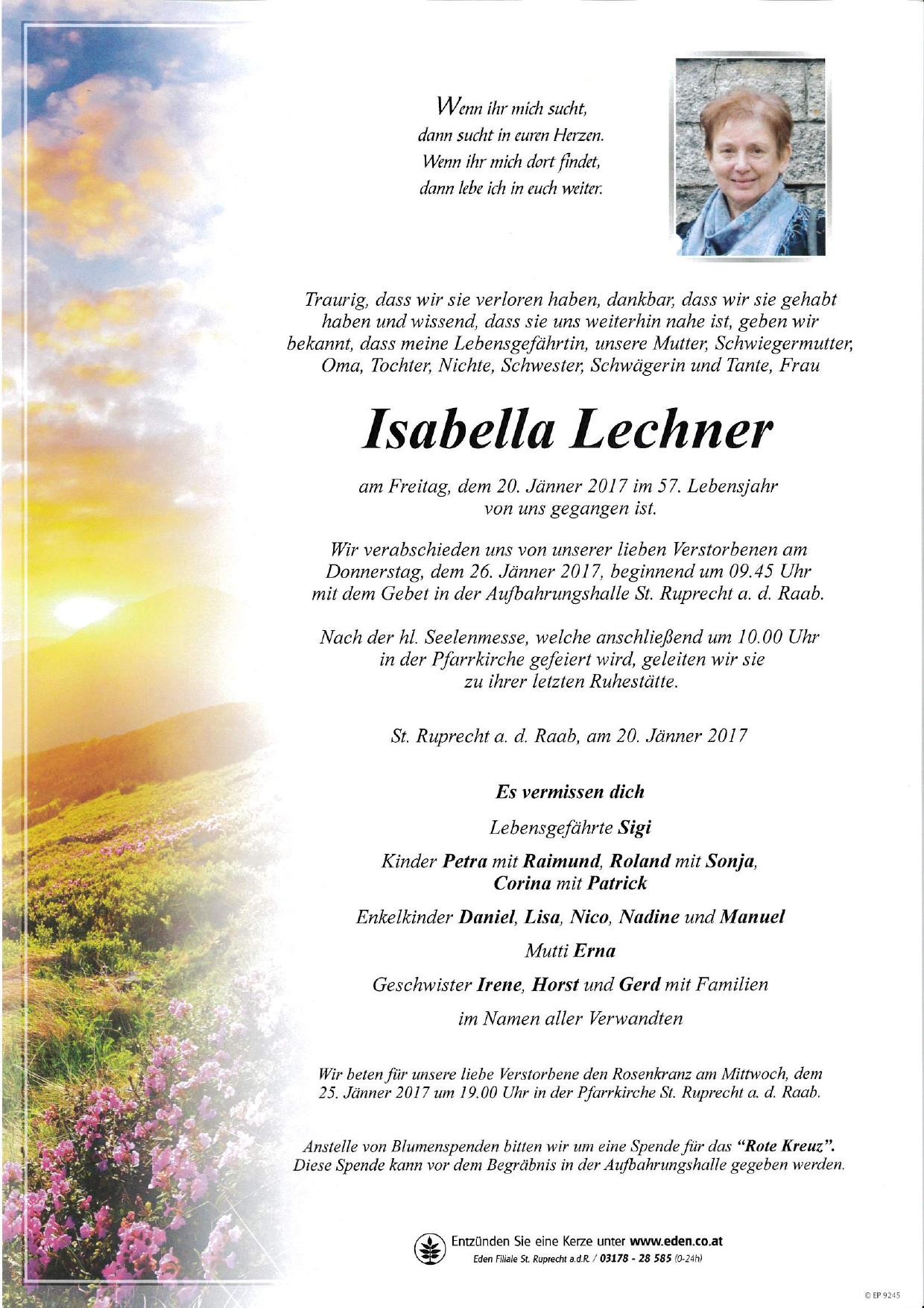 Traueranzeige von Isabella Lechner