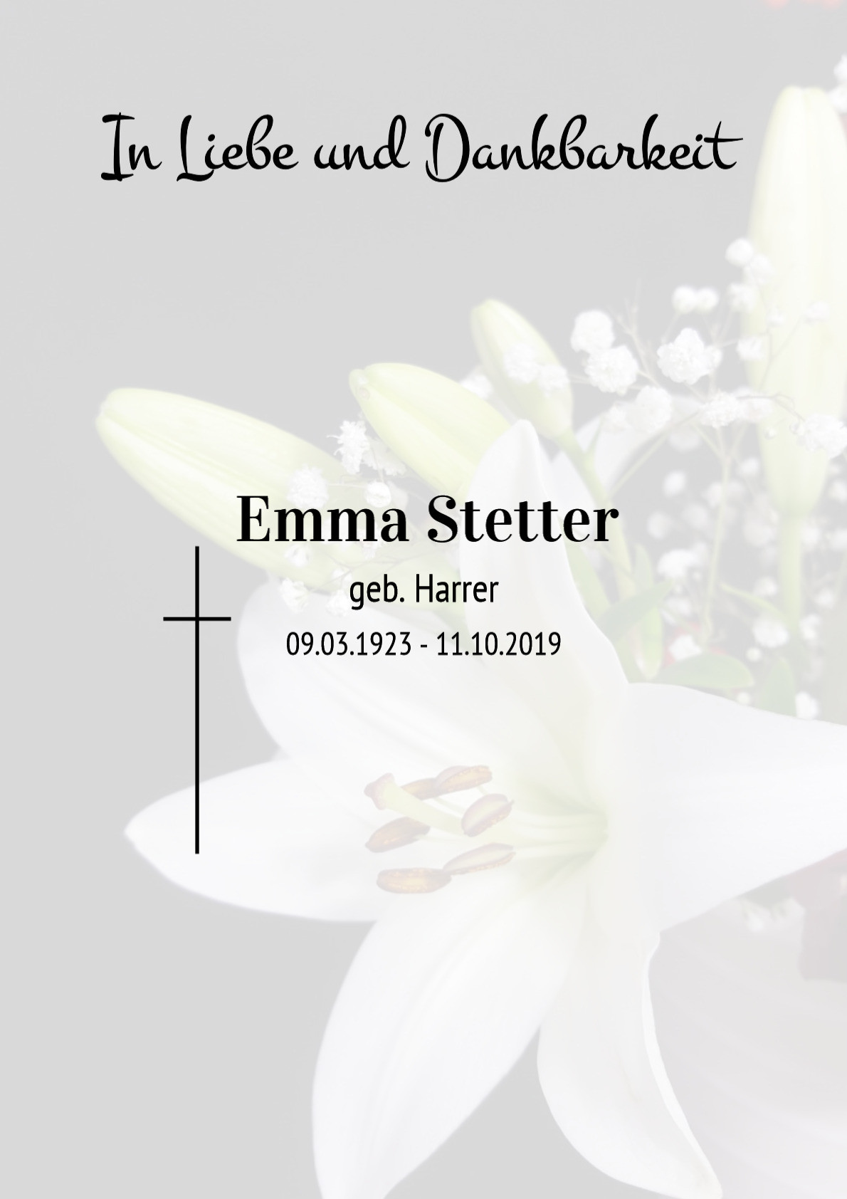 Traueranzeige von Emma Stetter