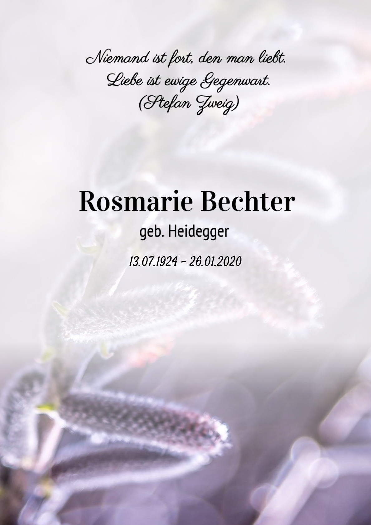 Traueranzeige von Rosmarie Bechter