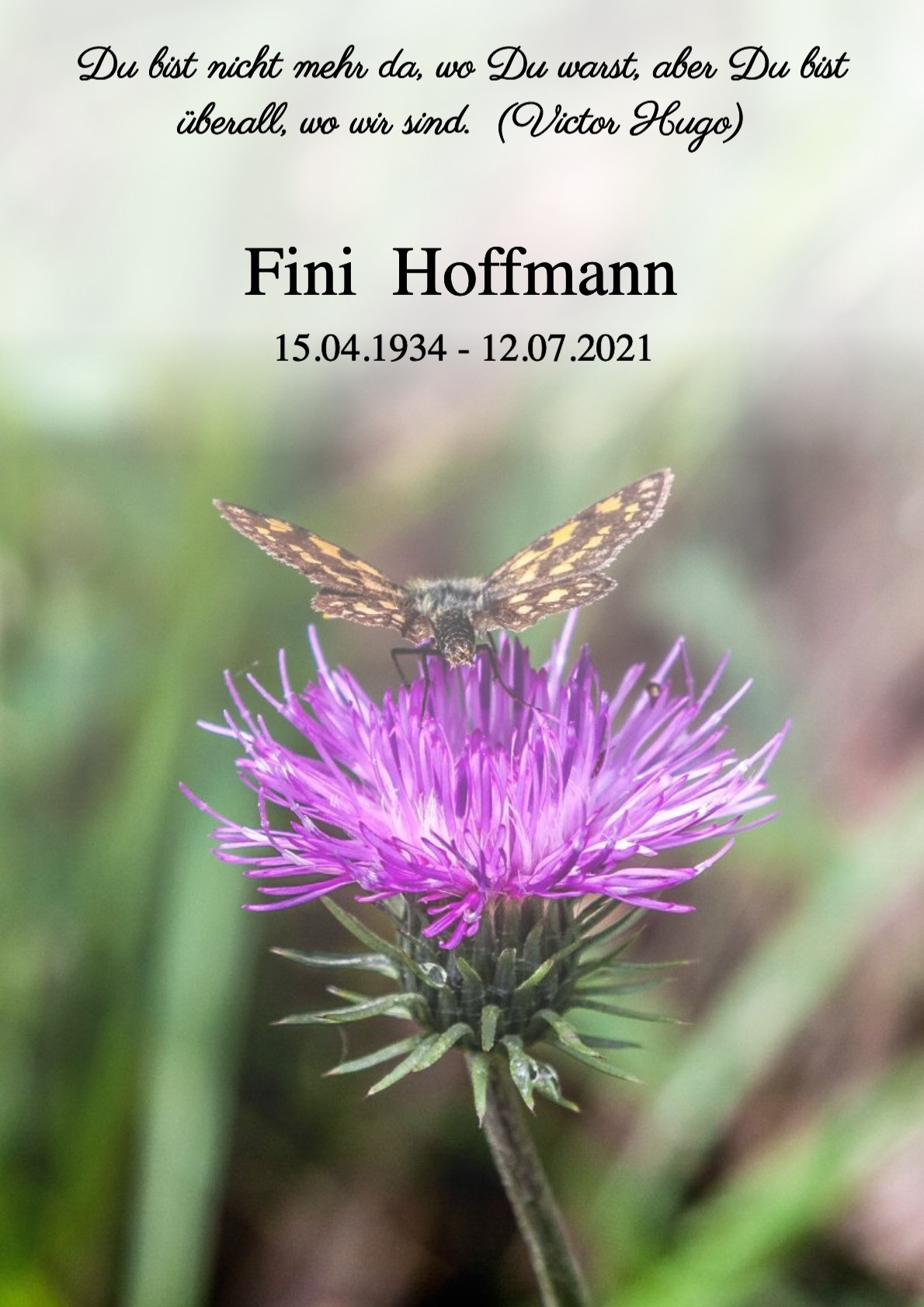 Traueranzeige von Fini Hoffmann