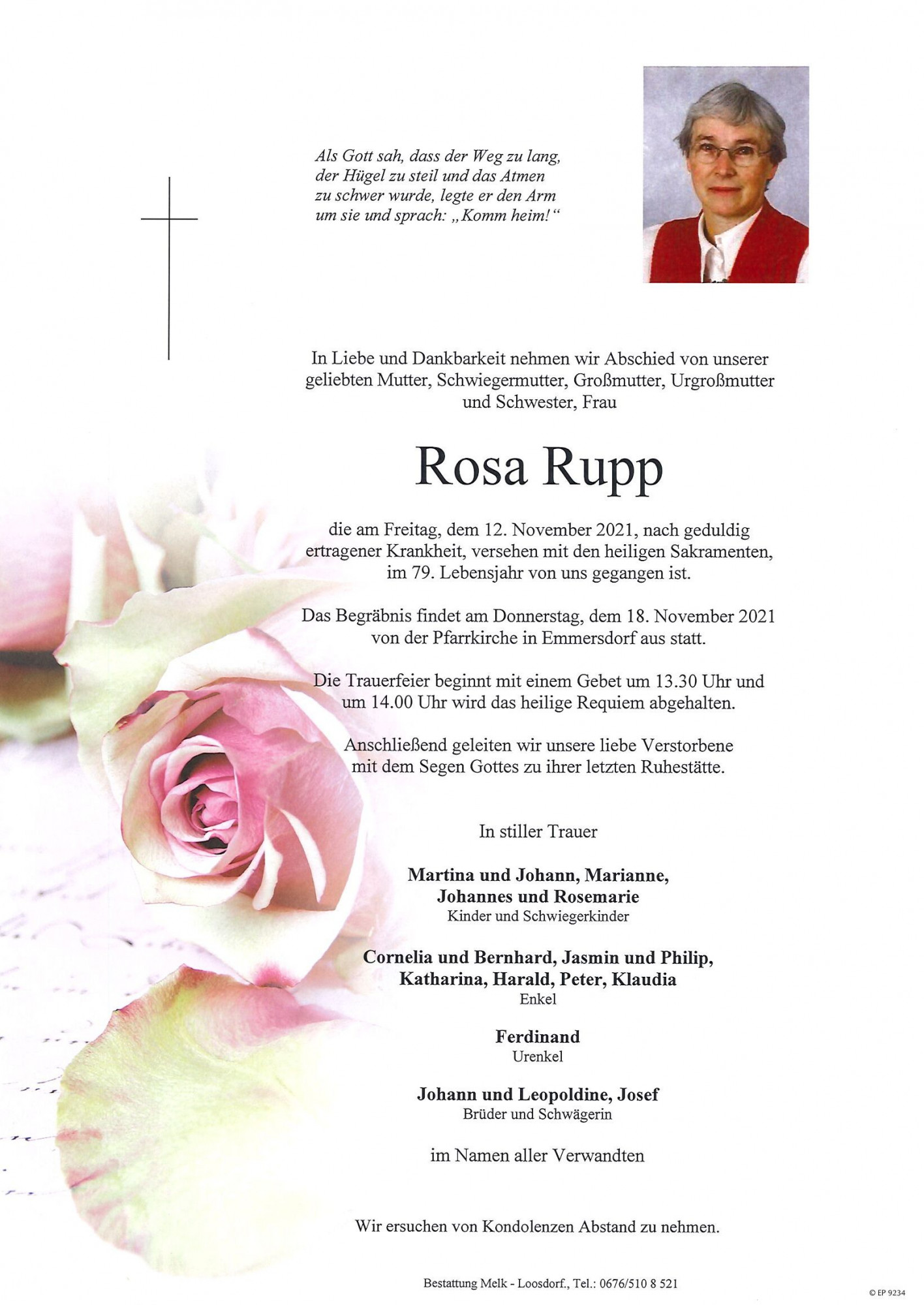 Traueranzeige von Rosa Rupp