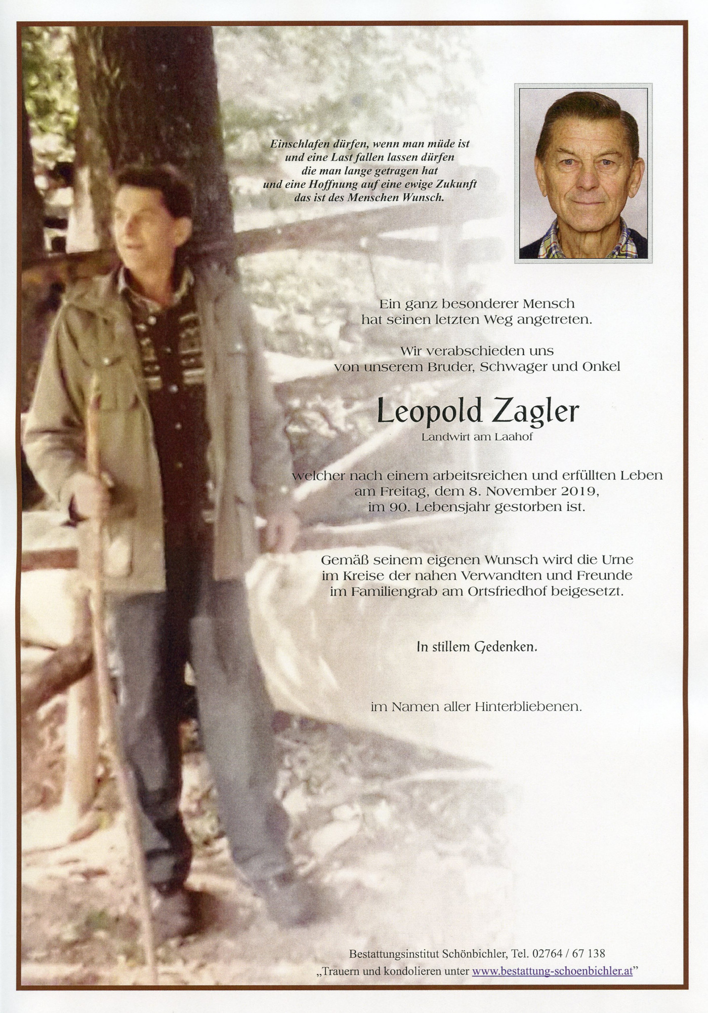 Traueranzeige von Leopold Zagler