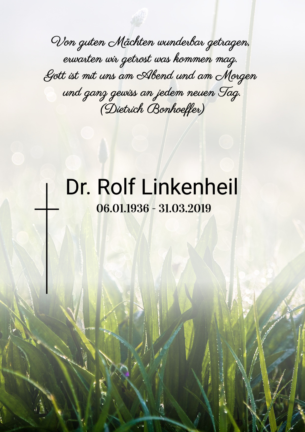 Traueranzeige von Dr. Rolf Linkenheil