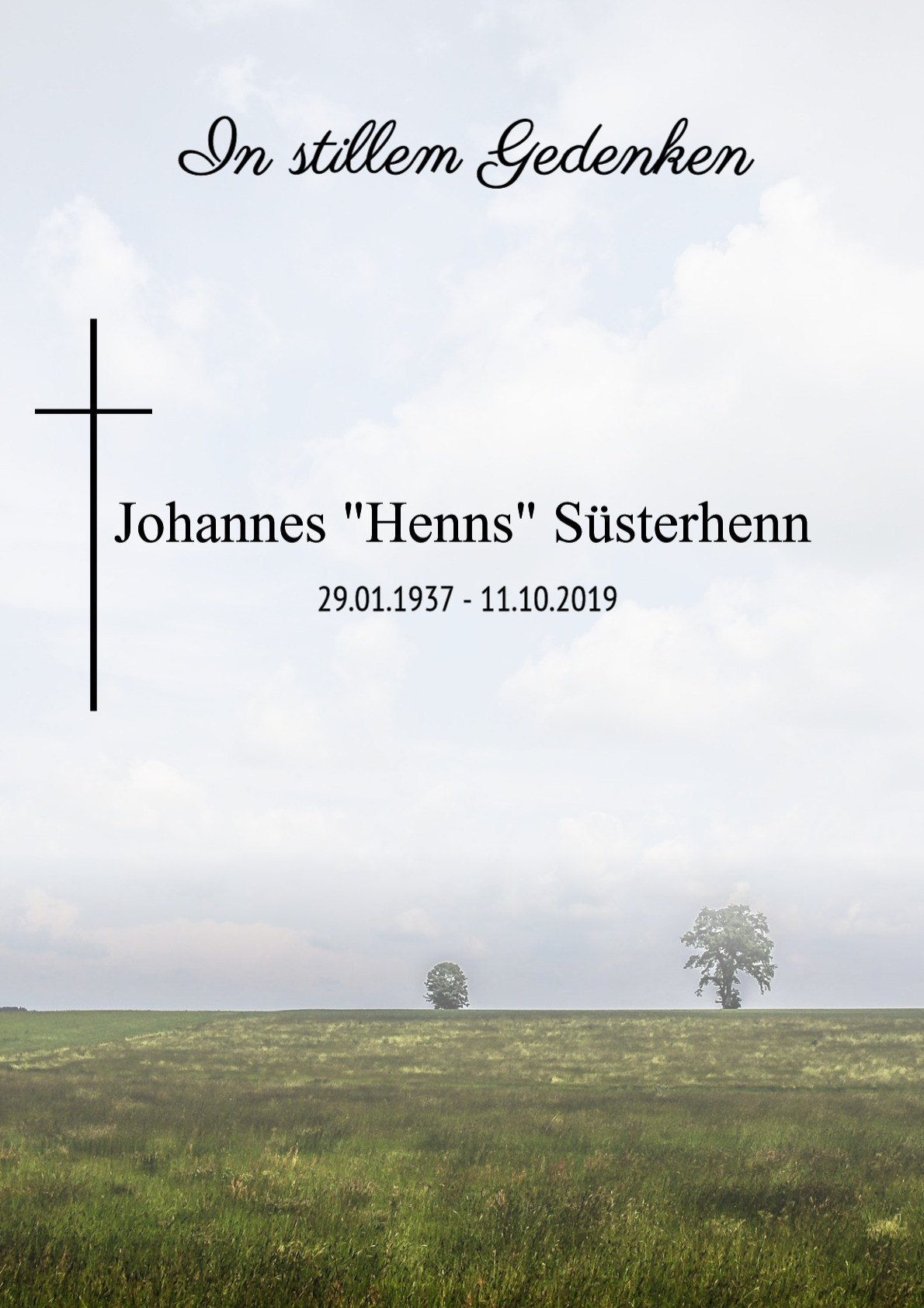 Traueranzeige von Johannes "Henns" Süsterhenn