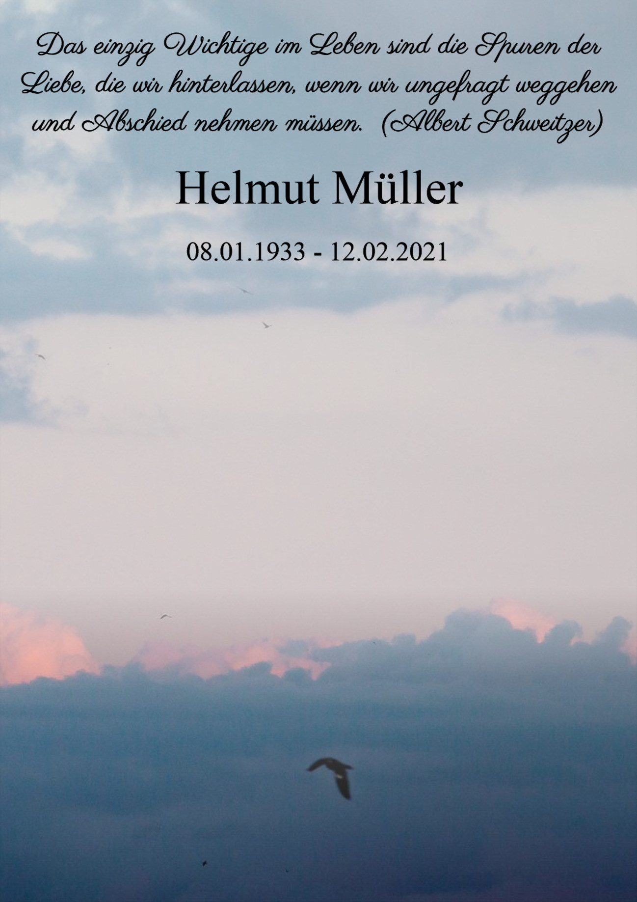 Traueranzeige von Helmut Müller