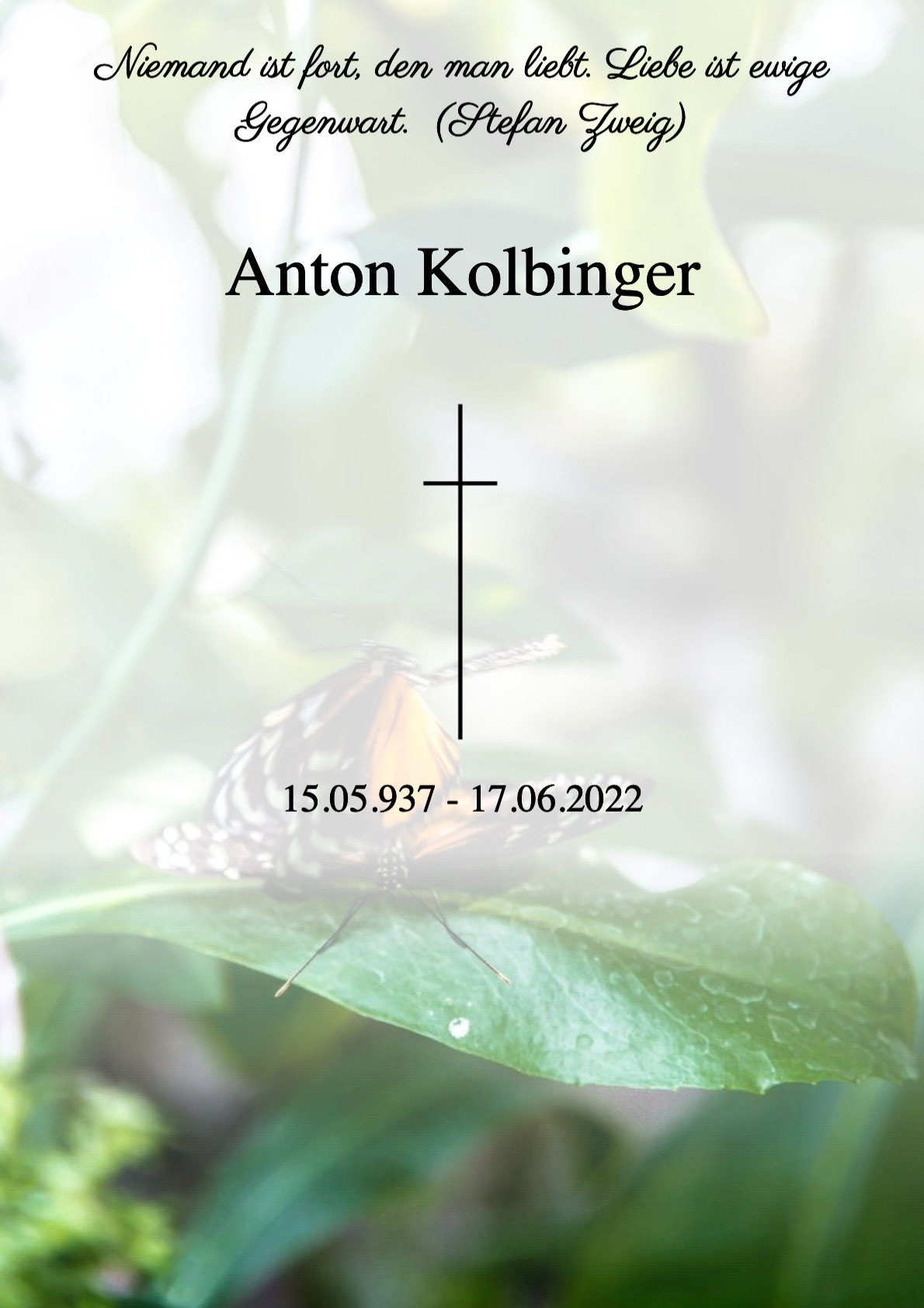 Traueranzeige von Anton Kolbinger