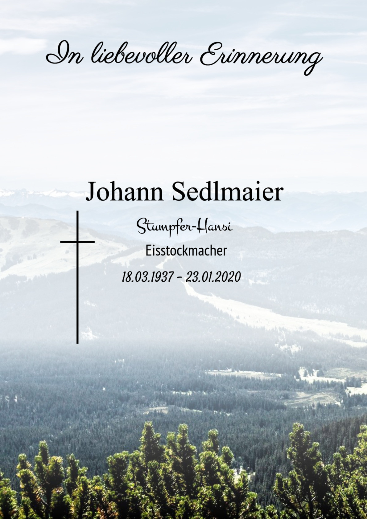 Traueranzeige von Johann Sedlmaier