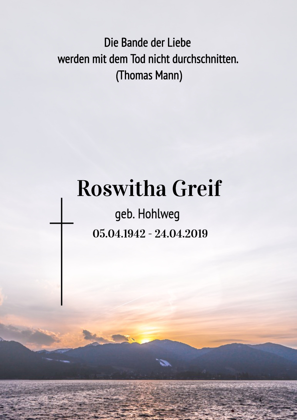 Traueranzeige von Roswitha Greif