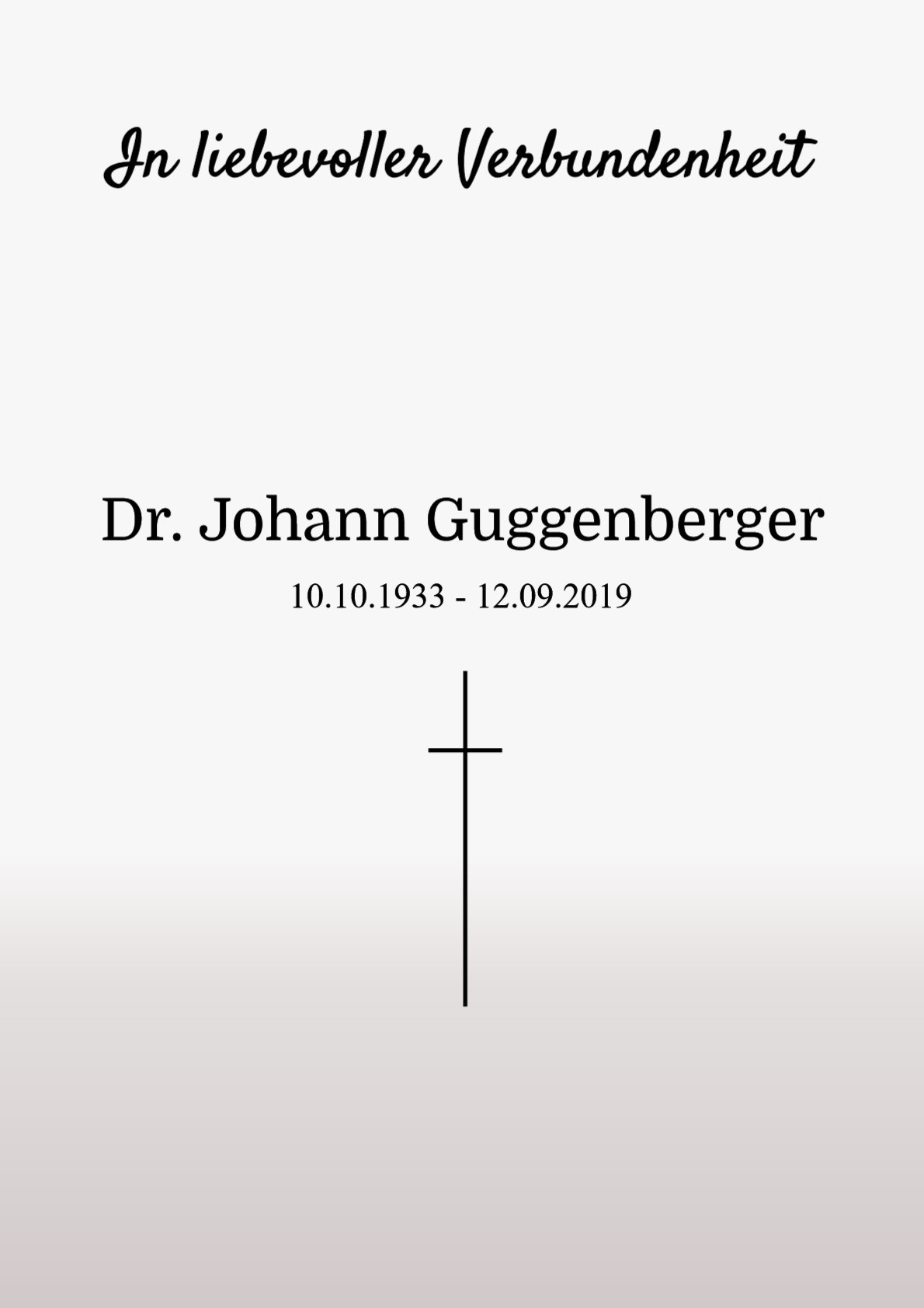 Traueranzeige von Dr. Johann Guggenberger