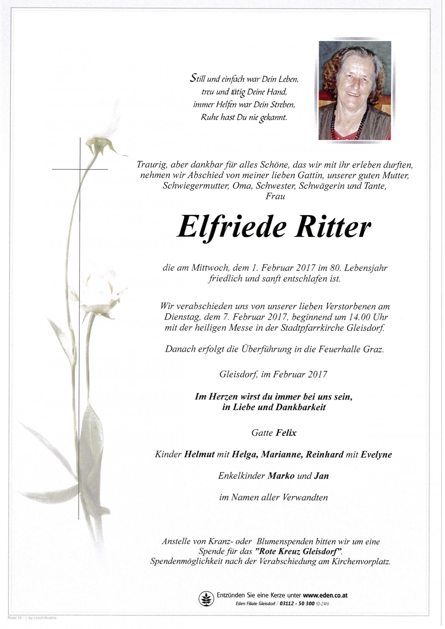 Traueranzeige von Elfriede Ritter