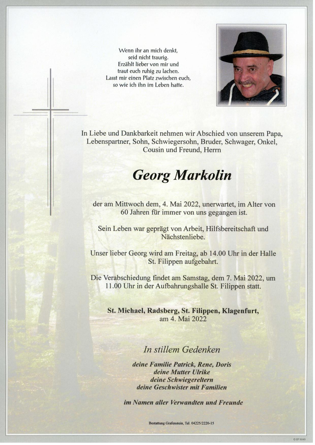 Traueranzeige von Georg Markolin