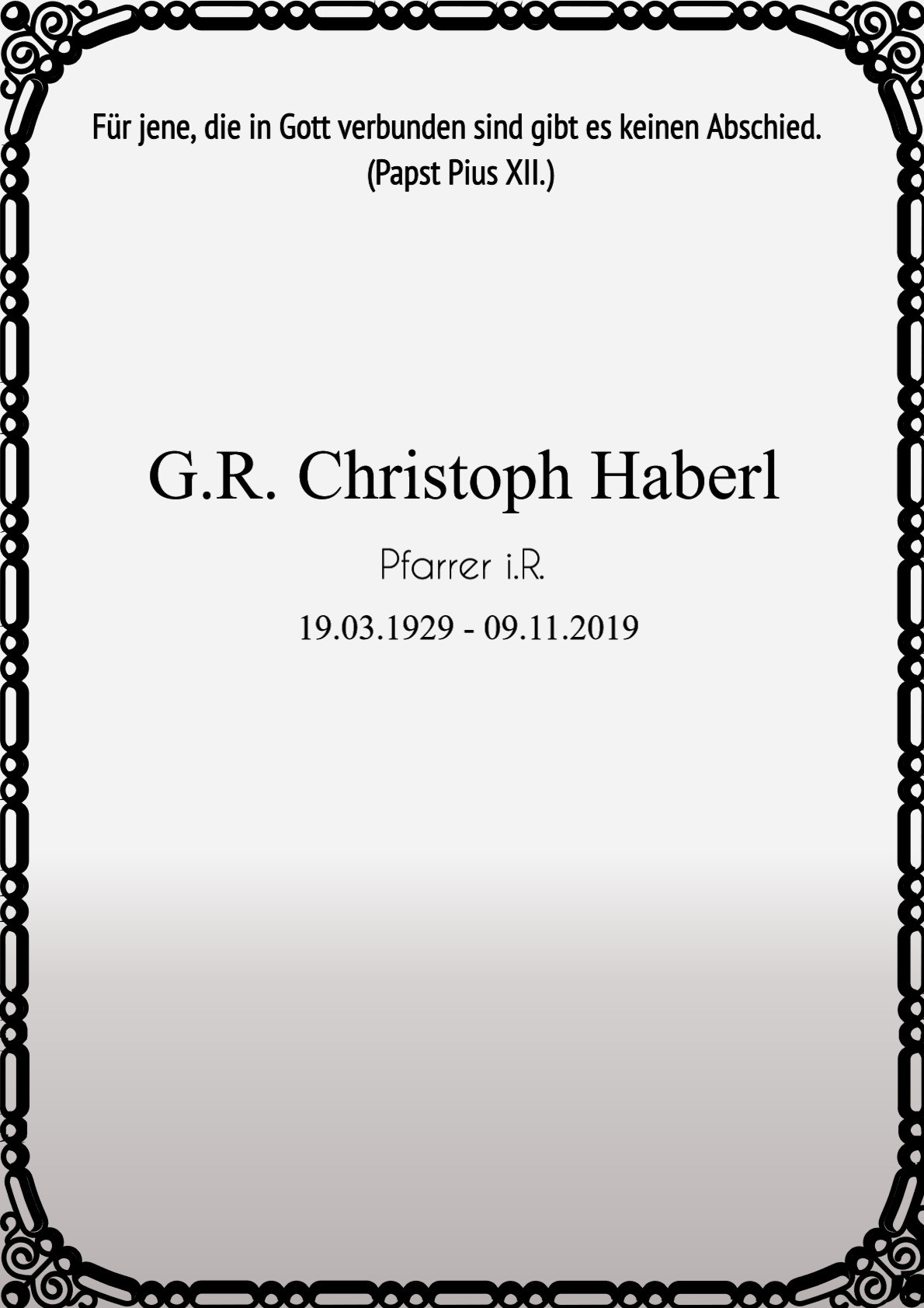 Traueranzeige von G.R. Christoph Haberl