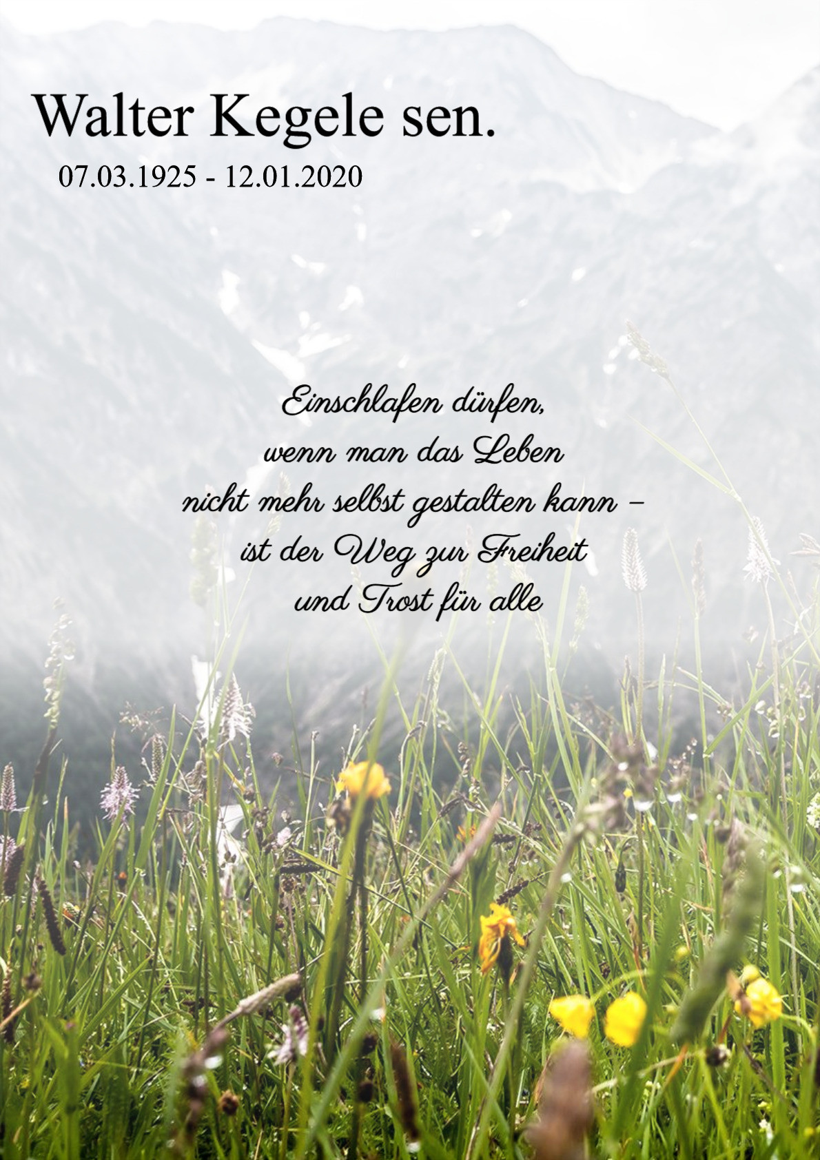Traueranzeige von Walter Kegele sen.
