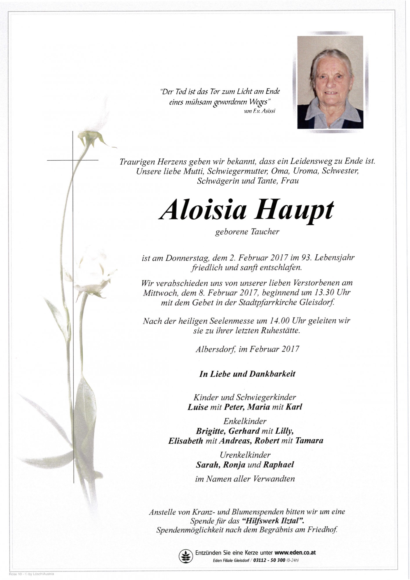 Traueranzeige von Aloisia Haupt