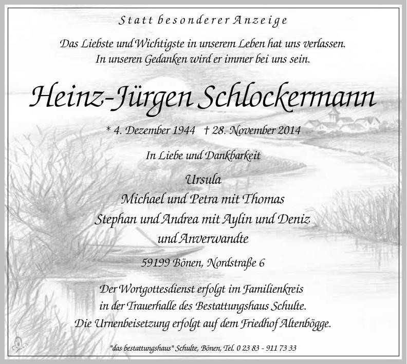 Traueranzeige von Heinz-Jürgen Schlockermann