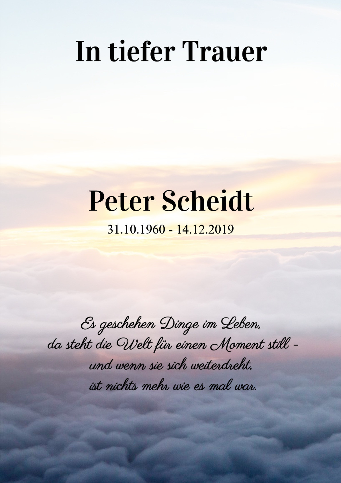 Traueranzeige von Peter Scheidt