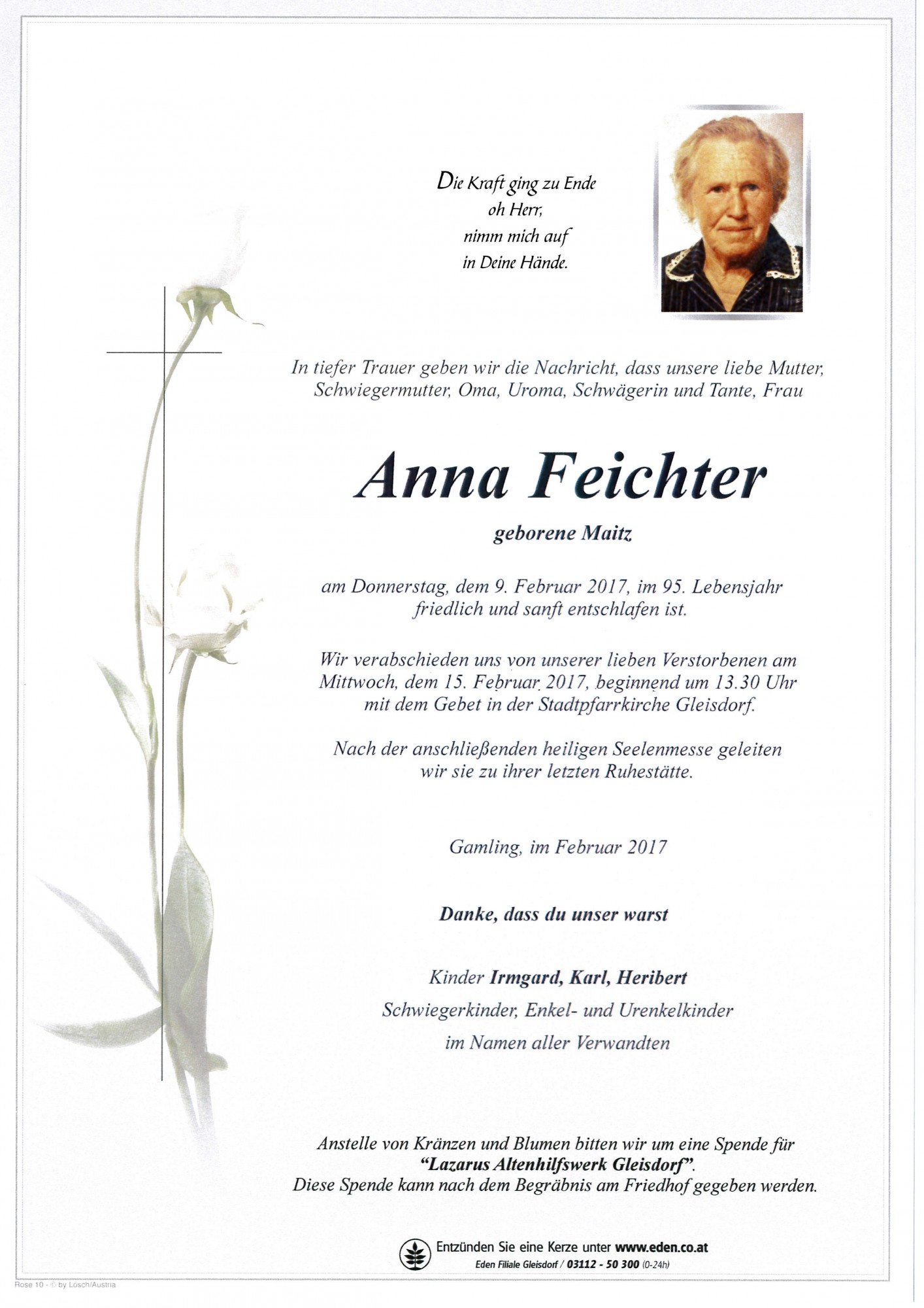 Traueranzeige von Anna Feichter