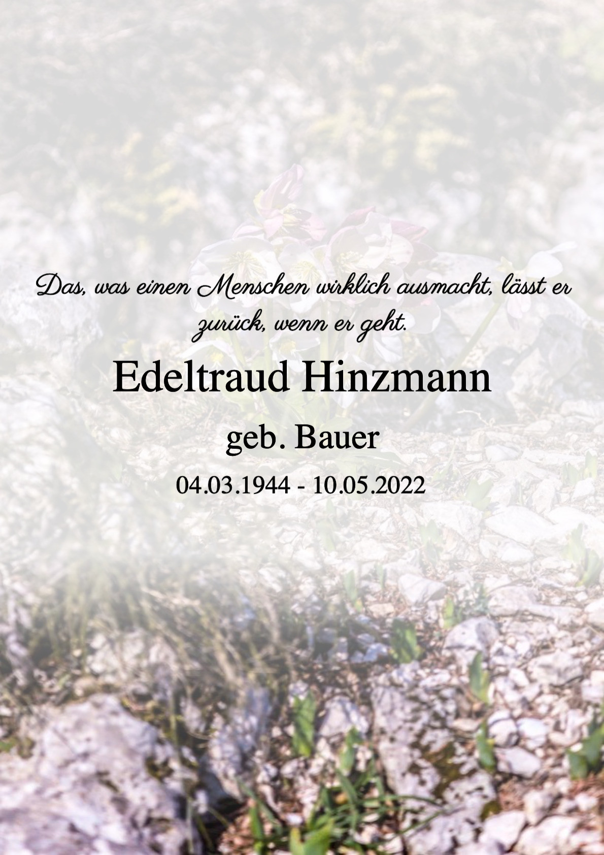 Traueranzeige von Edeltraud Hinzmann