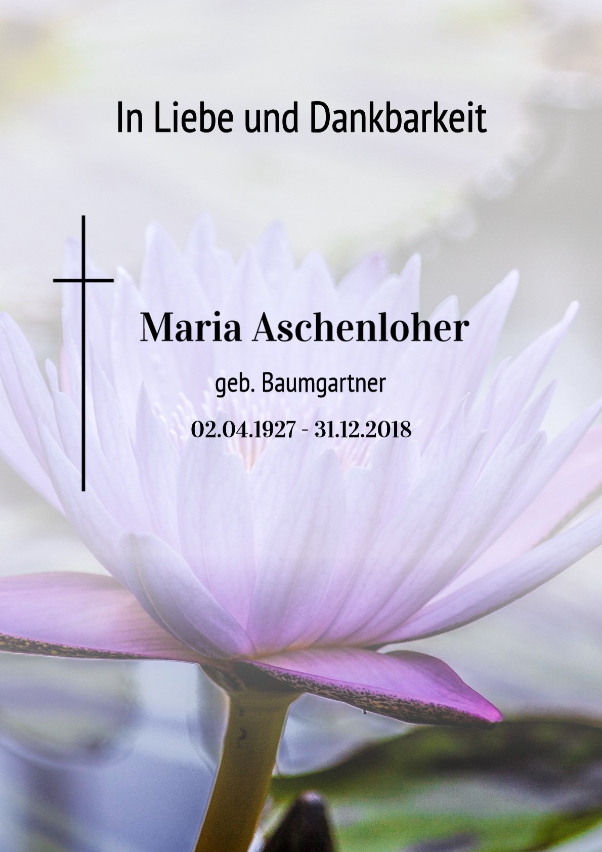 Traueranzeige von Maria Aschenloher