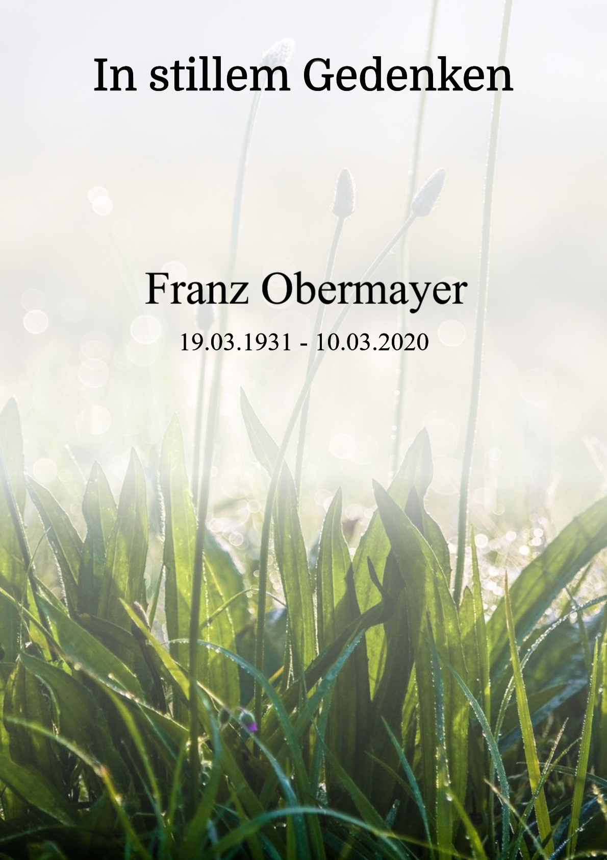Traueranzeige von Franz Obermayer