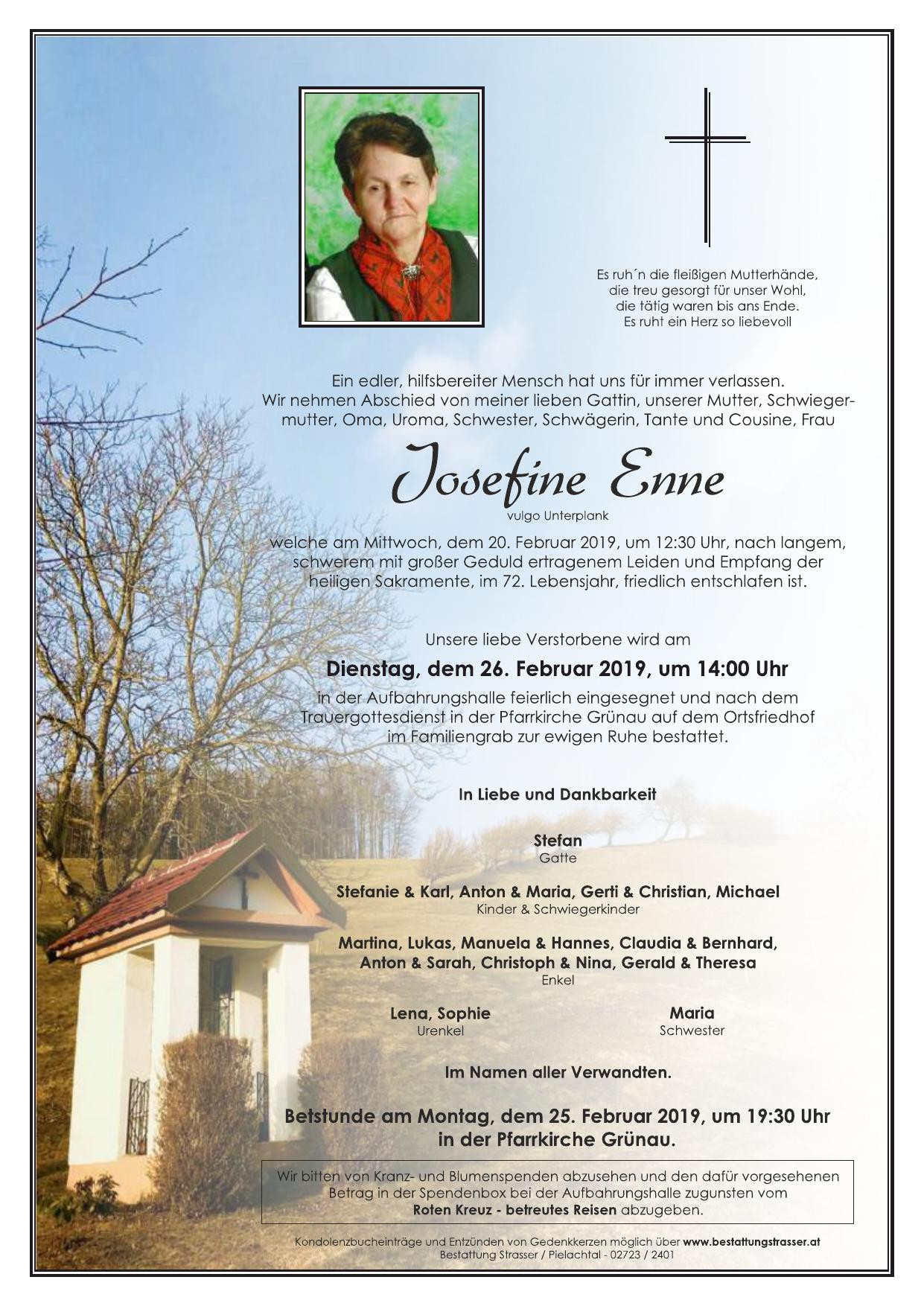 Traueranzeige von Josefine Enne