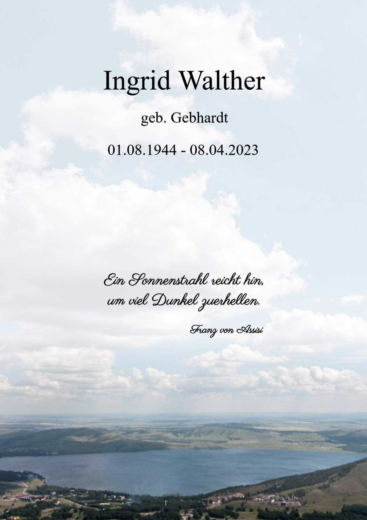 Traueranzeige von Ingrid Walther