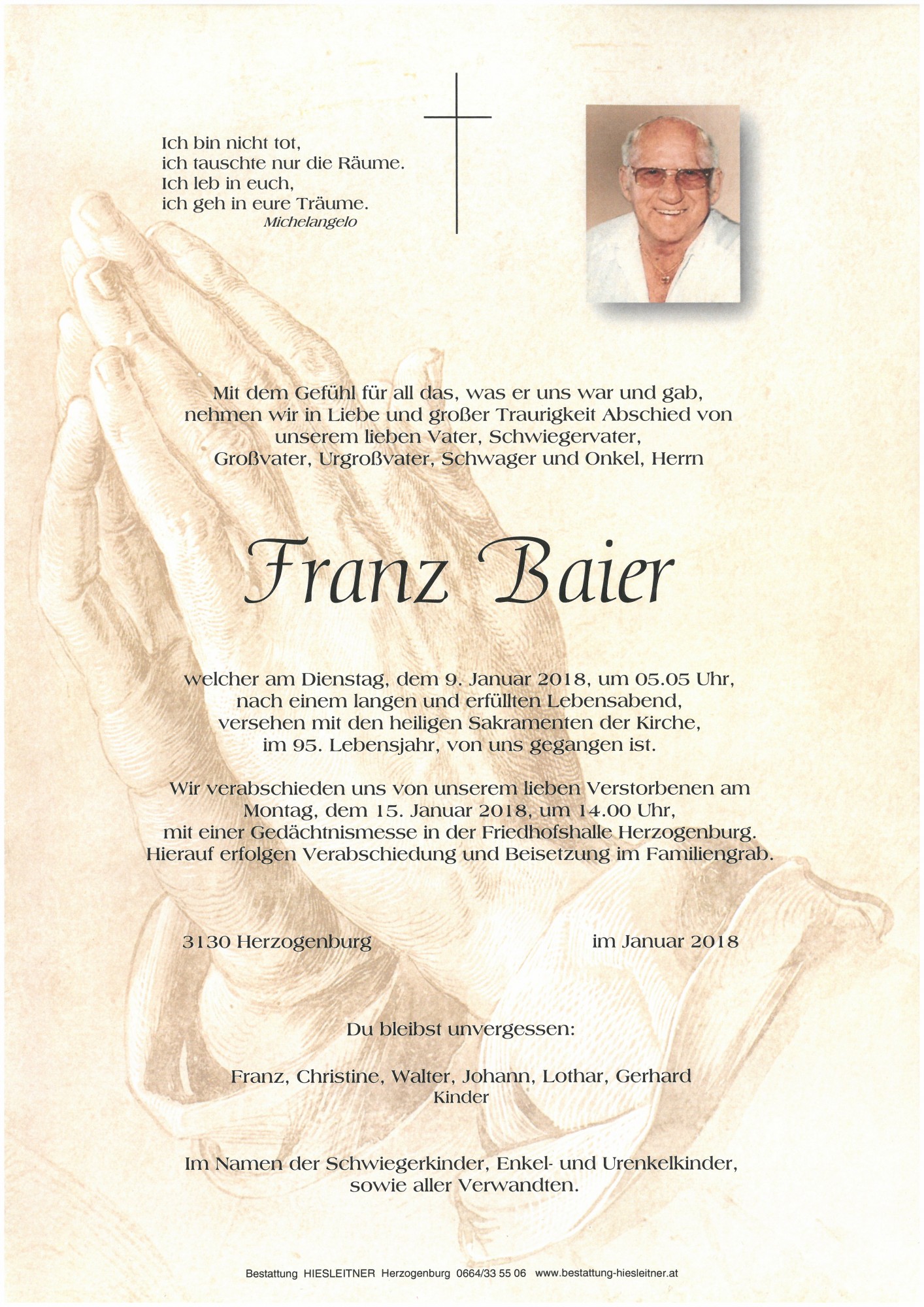 Traueranzeige von Franz Baier