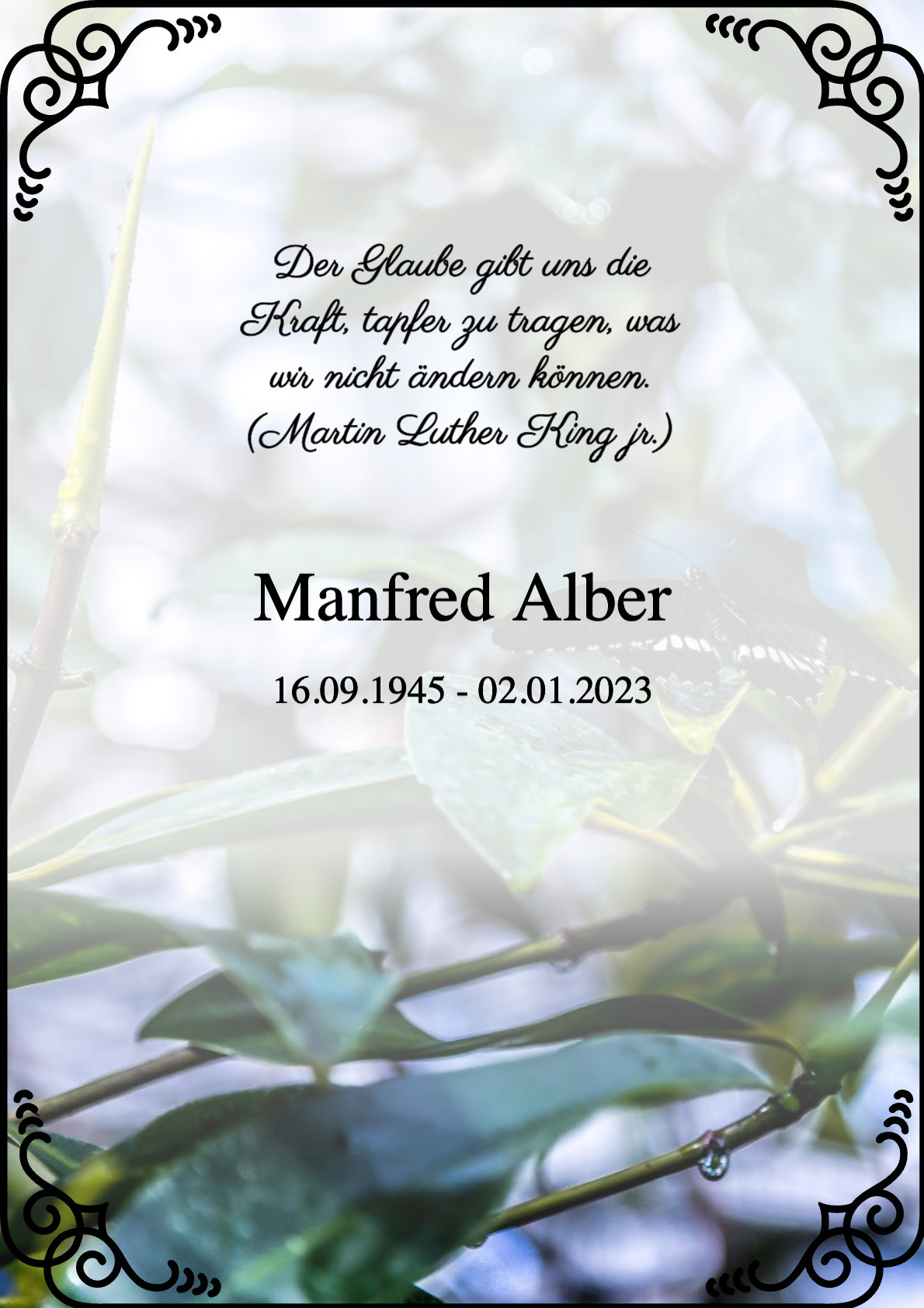 Traueranzeige von Manfred Alber
